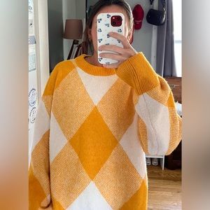 Zara white and orange sweater